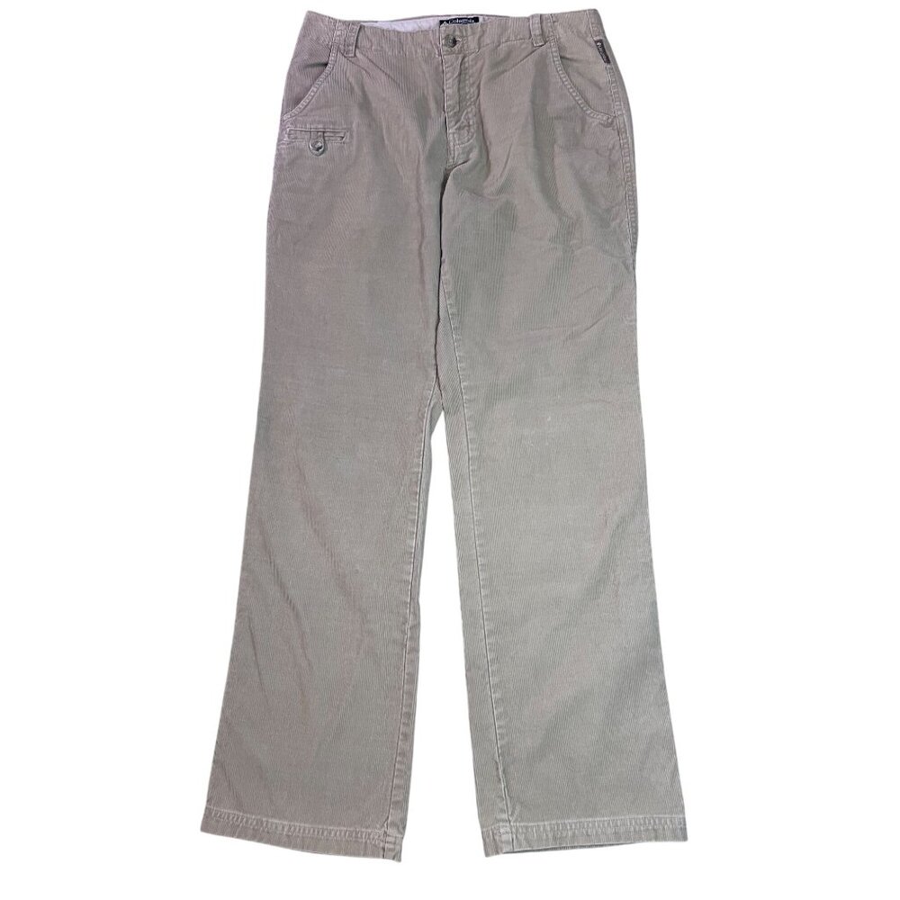 Womens Columbia Beige Cotton Casual Corduroy Authentic Fit 5-Pocket Pants Size